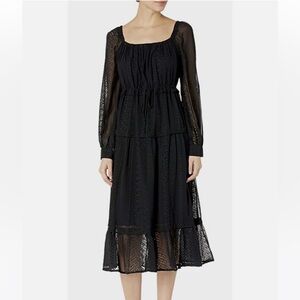 ASTR the label Women's Padma Square Neck Long Sleeve Tiered Midi Dress